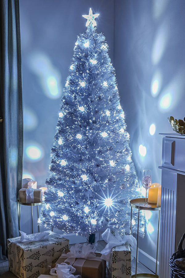 2ft - 7ft White Fibre Optic Christmas Tree with White Fibre Optics ...