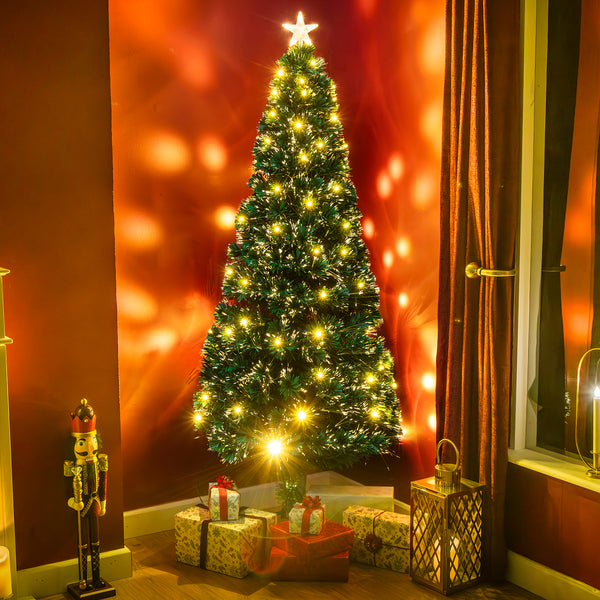 2ft 7ft Green Fibre Optic Christmas Tree with Warm White LED's