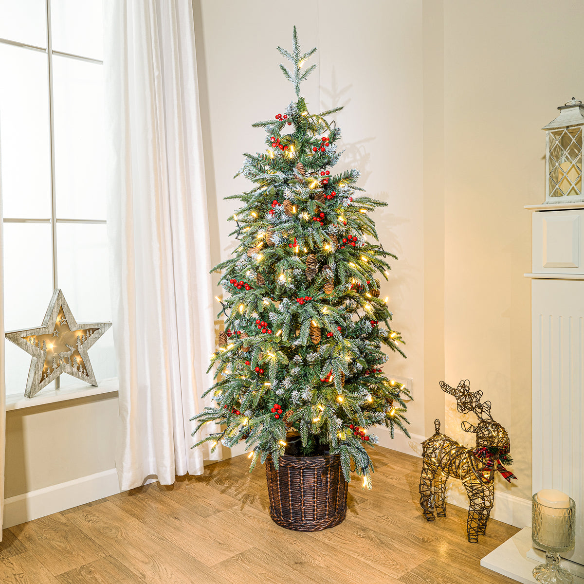 3ft - 5ft Kensington Potted Spruce PE Pre Lit Artificial Christmas Tree