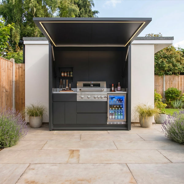 Draco Grills Outdoor Kitchen Garden Pod with 4 Burner Stainless Steel ...