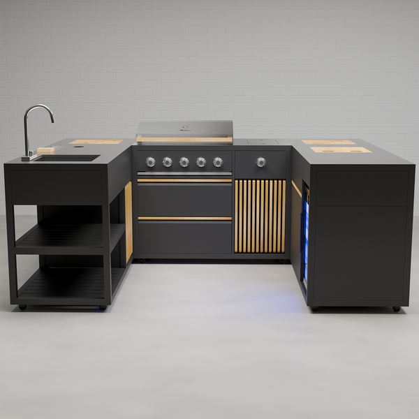Draco Grills Scandic Line Modular Outdoor Kitchen with 5 Burner BBQ, S ...