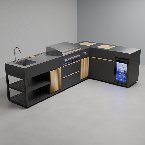 Draco Grills Scandic Line Modular Outdoor Kitchen with 5 Burner BBQ, F ...