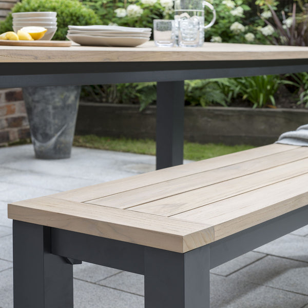 Kettler Elba Teak and Aluminium 8 Seat Rectangular Chair and Bench Gar