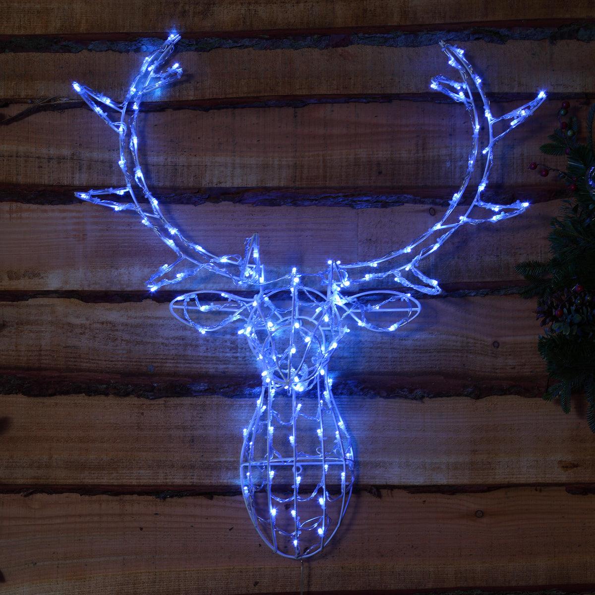 Noma 85CM 80 LED Ice Blue Stag Head Frame with Clear Cable.