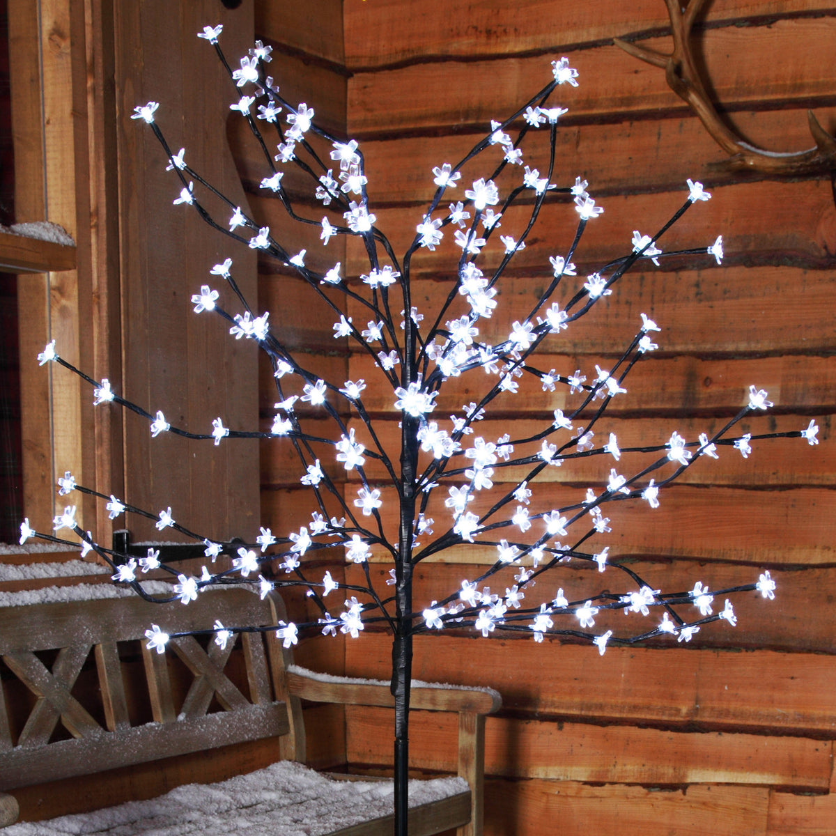 1.8m 200 LED Cherry Blossom Tree with Black Cable by Noma - White