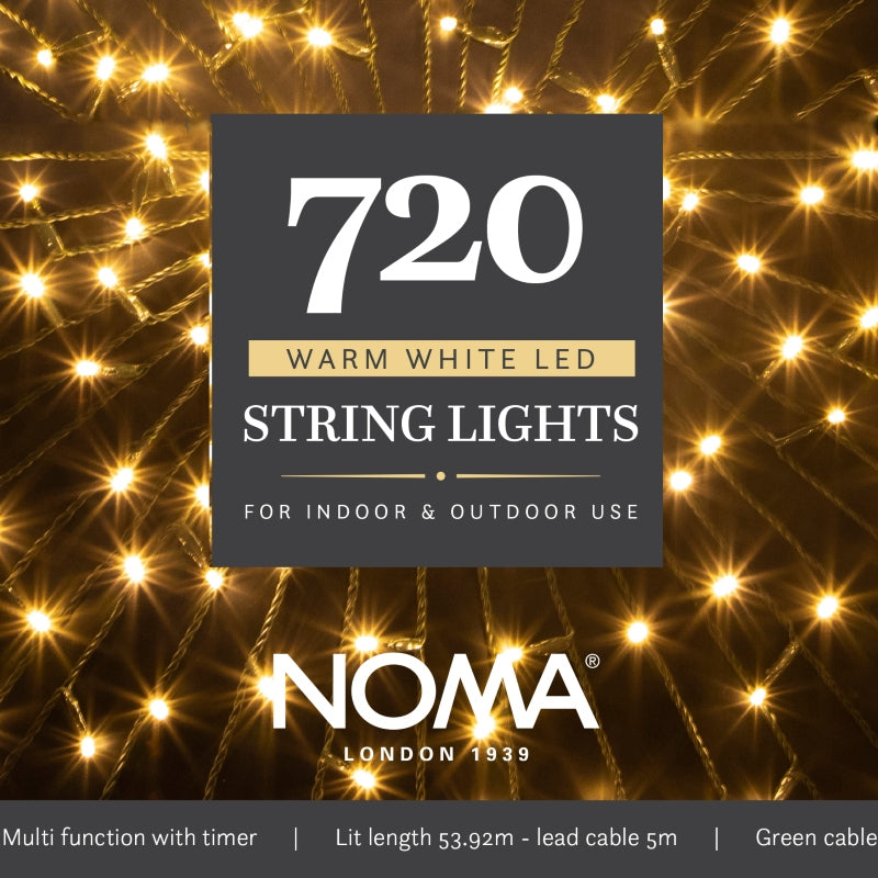 Noma Christmas 120, 240, 360, 480, 720, 1000 Multifunction String Lights with Green Cable - Warm White