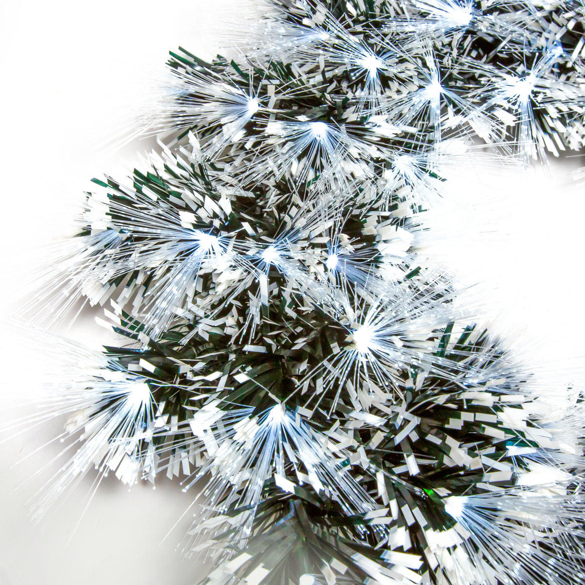 Christmas Wreath with White Tips and White Fibre Optics - Dark Green (60cm)