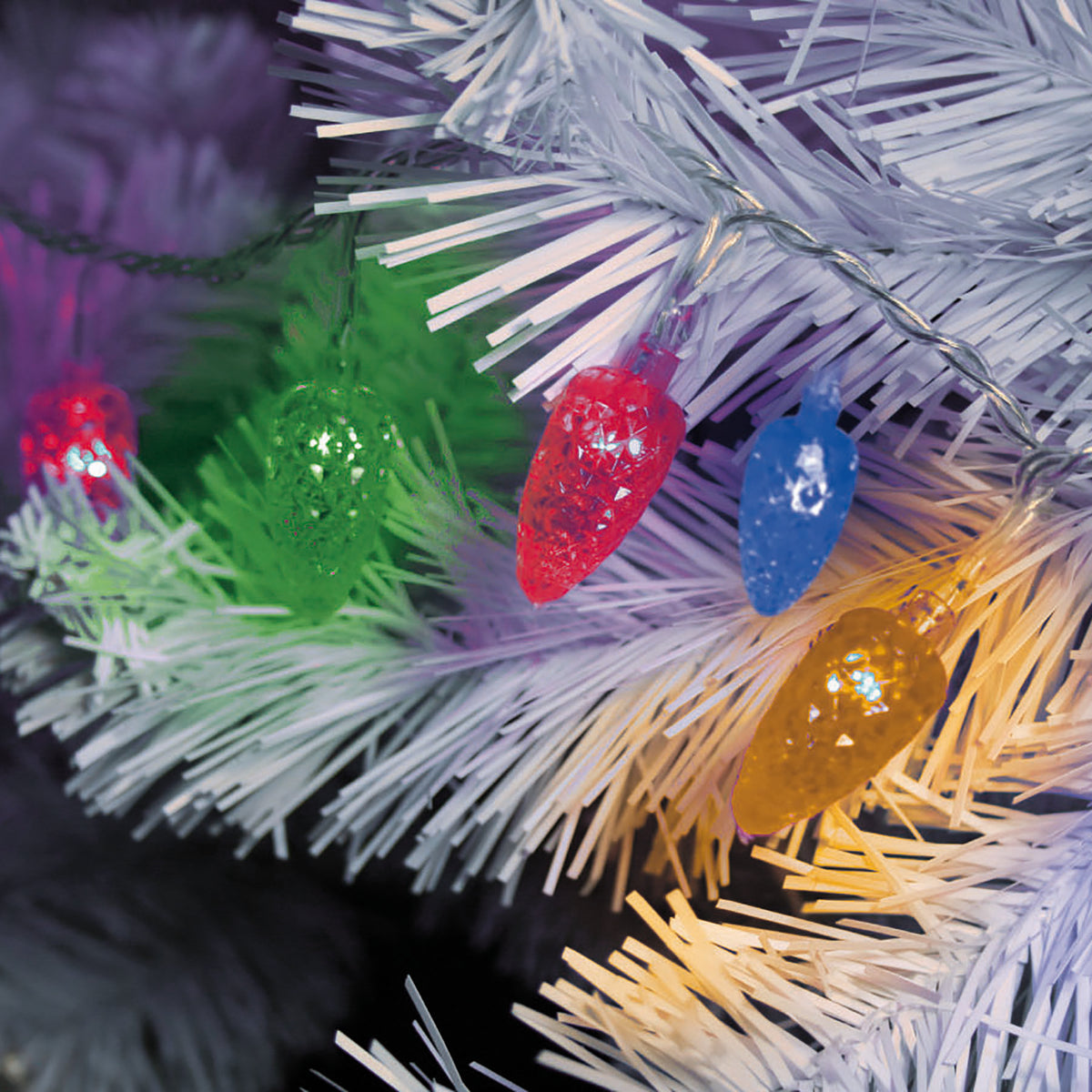 100 Multifunction Multi coloured LED Faceted Cone Garland Lights with Clear Cable
