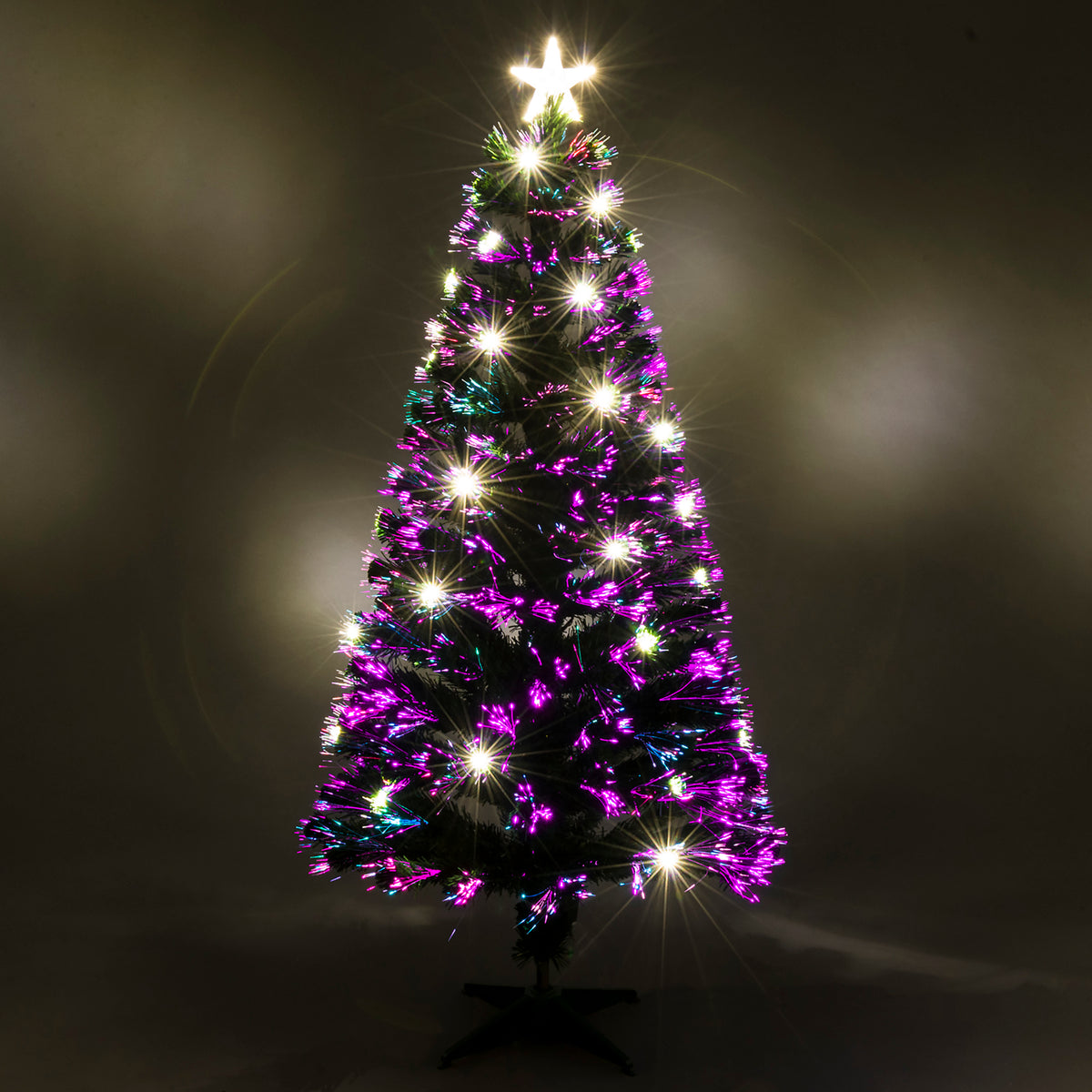 Green Fibre Optic Christmas Tree 2ft to 6ft with Warm White LED Xmas Lights