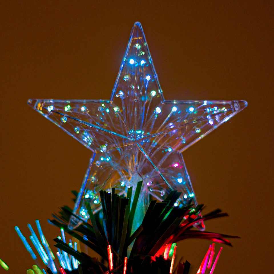Green Fibre Optic Christmas Tree 2ft to 6ft with Red Berries and Multi Coloured Lights