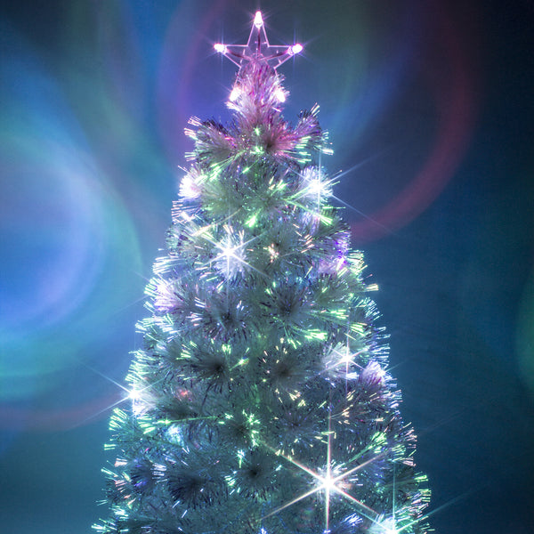 White Fibre Optic Christmas Tree with Multicoloured LEDs Garden Trends