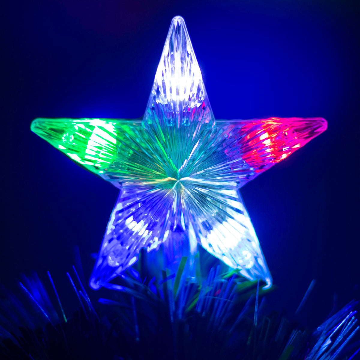 Green Fibre Optic Christmas Tree 2ft to 7ft with Multi Coloured LED Lights