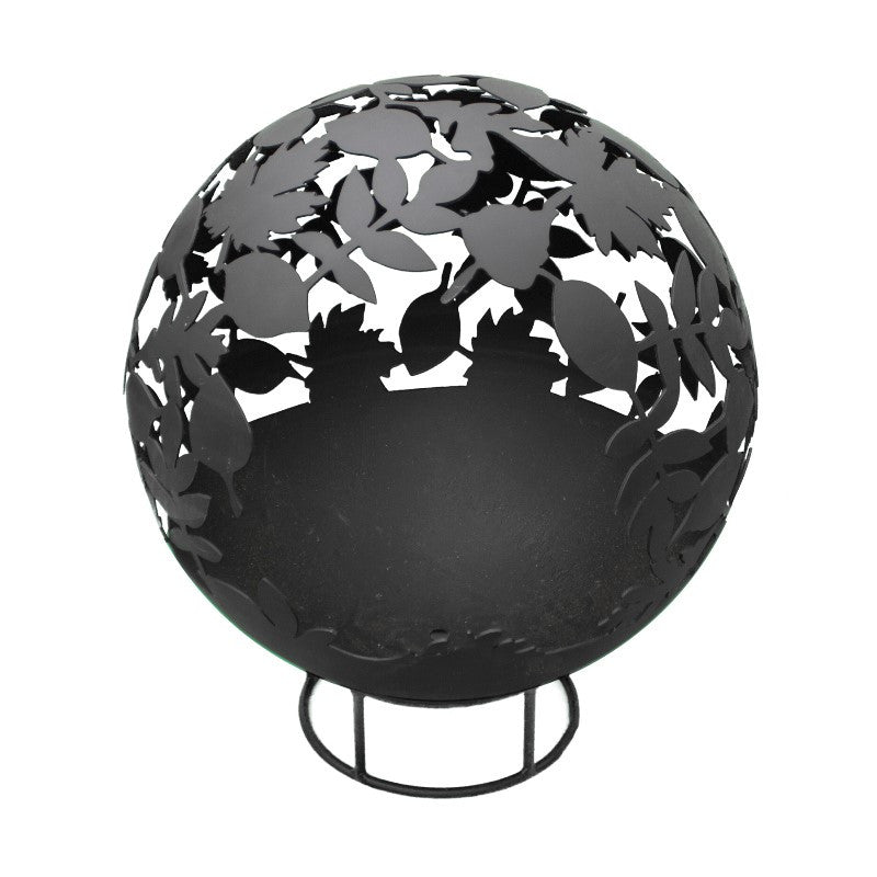 Garden Fire Ball 70cm Leaf Design with Black Finish