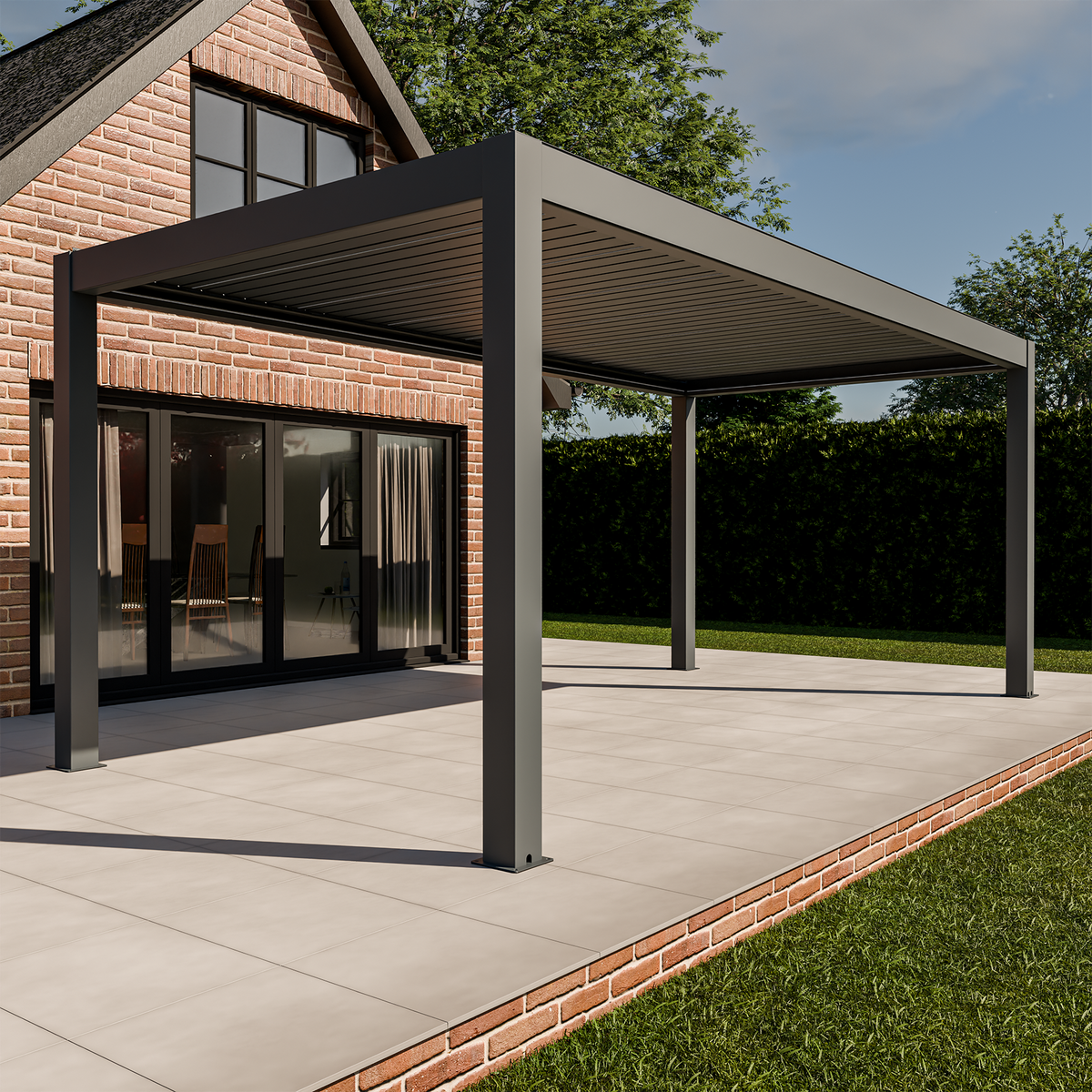 Bracken Outdoors Meridian 6m x 3m Grey Motorised Aluminium Garden Pergola with LED Lights