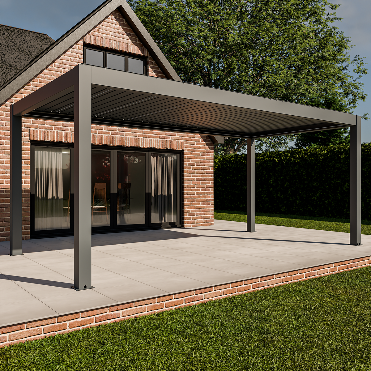 Bracken Outdoors Meridian 6m x 3m Grey Motorised Aluminium Garden Pergola with LED Lights