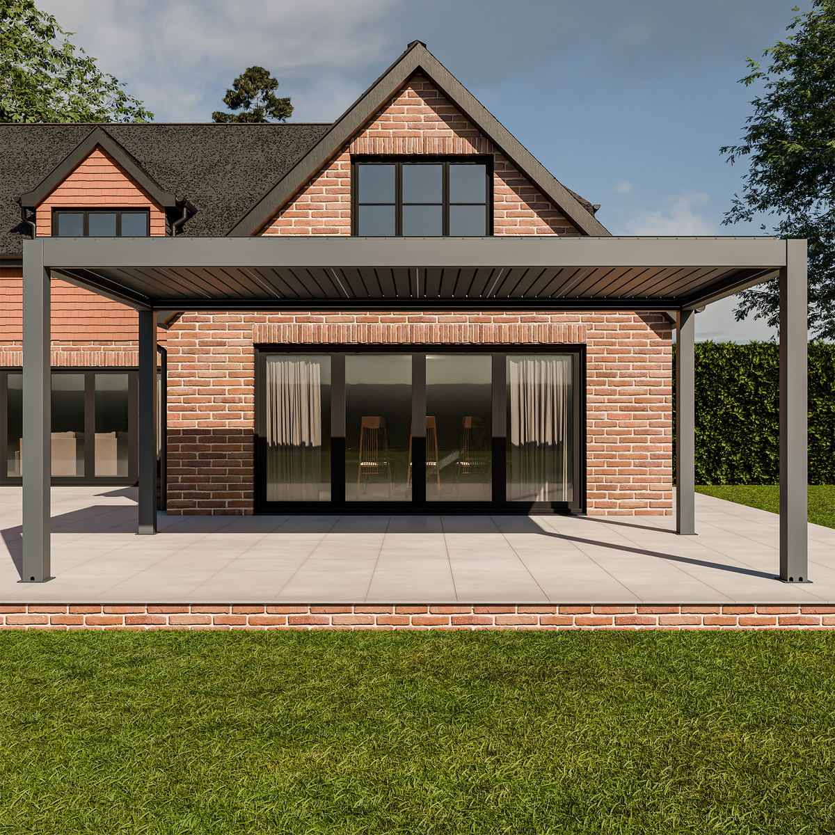 Bracken Outdoors Meridian 6m x 3m Grey Motorised Aluminium Garden Pergola with LED Lights