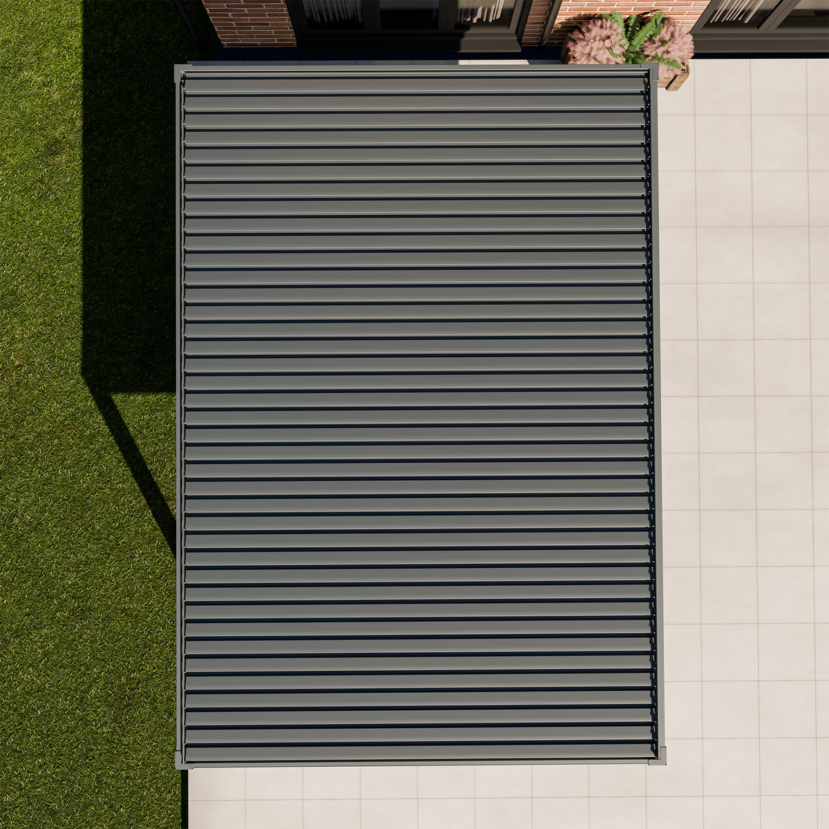 Bracken Outdoors Meridian 6m x 4m Grey Motorised Aluminium Garden Pergola with LED Lights