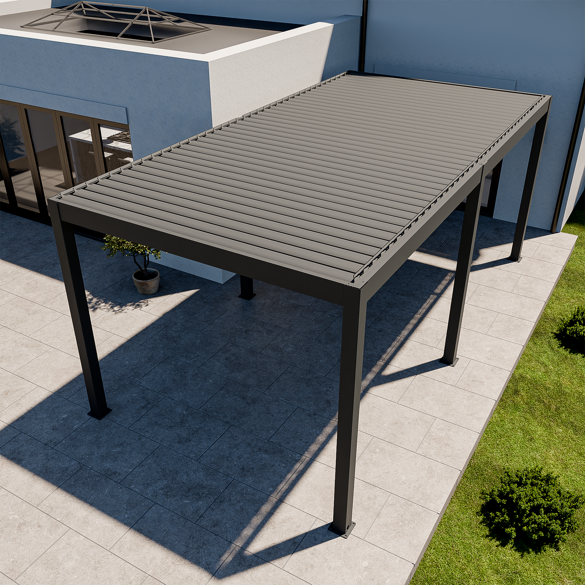 Bracken Outdoors Eclipse Plus 6m x 3m Grey Motorised Aluminium Garden Pergola with LED Lights