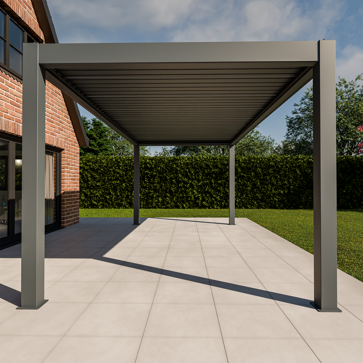 Bracken Outdoors Meridian 6m x 3m Grey Motorised Aluminium Garden Pergola with LED Lights