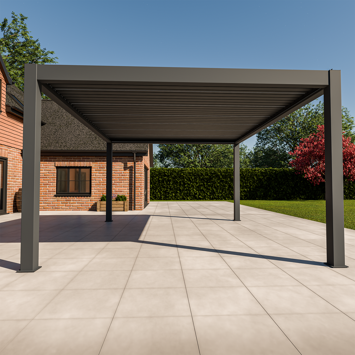 Bracken Outdoors Meridian 5m x 4m Grey Motorised Aluminium Garden Pergola with LED Lights