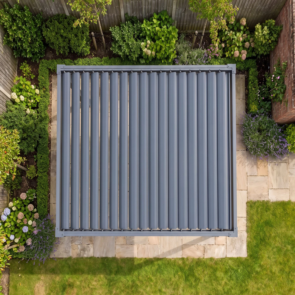 Bracken Outdoors Eclipse Plus 3m x 3m Grey Square Motorised Aluminium Garden Pergola with Lights