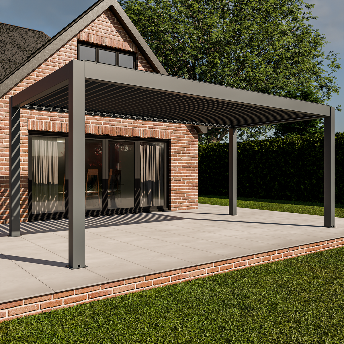 Bracken Outdoors Meridian 6m x 3m Grey Motorised Aluminium Garden Pergola with LED Lights