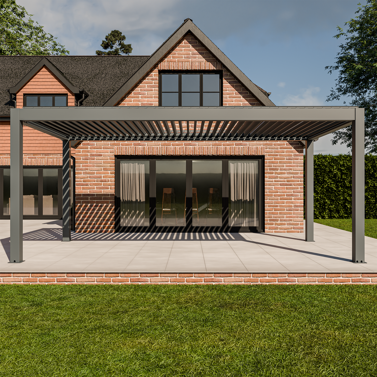 Bracken Outdoors Meridian 6m x 3m Grey Motorised Aluminium Garden Pergola with LED Lights