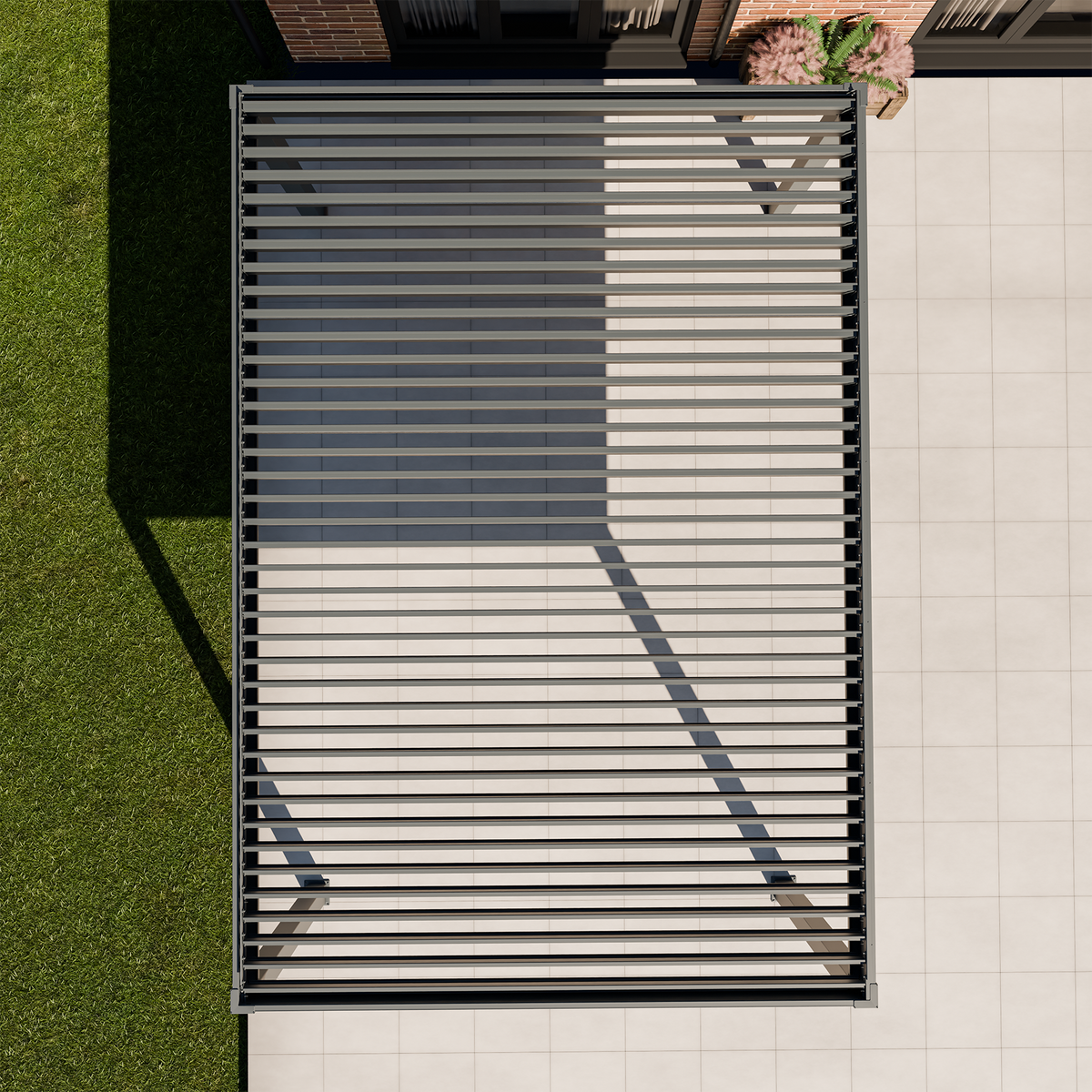 Bracken Outdoors Meridian 6m x 4m Grey Motorised Aluminium Garden Pergola with LED Lights