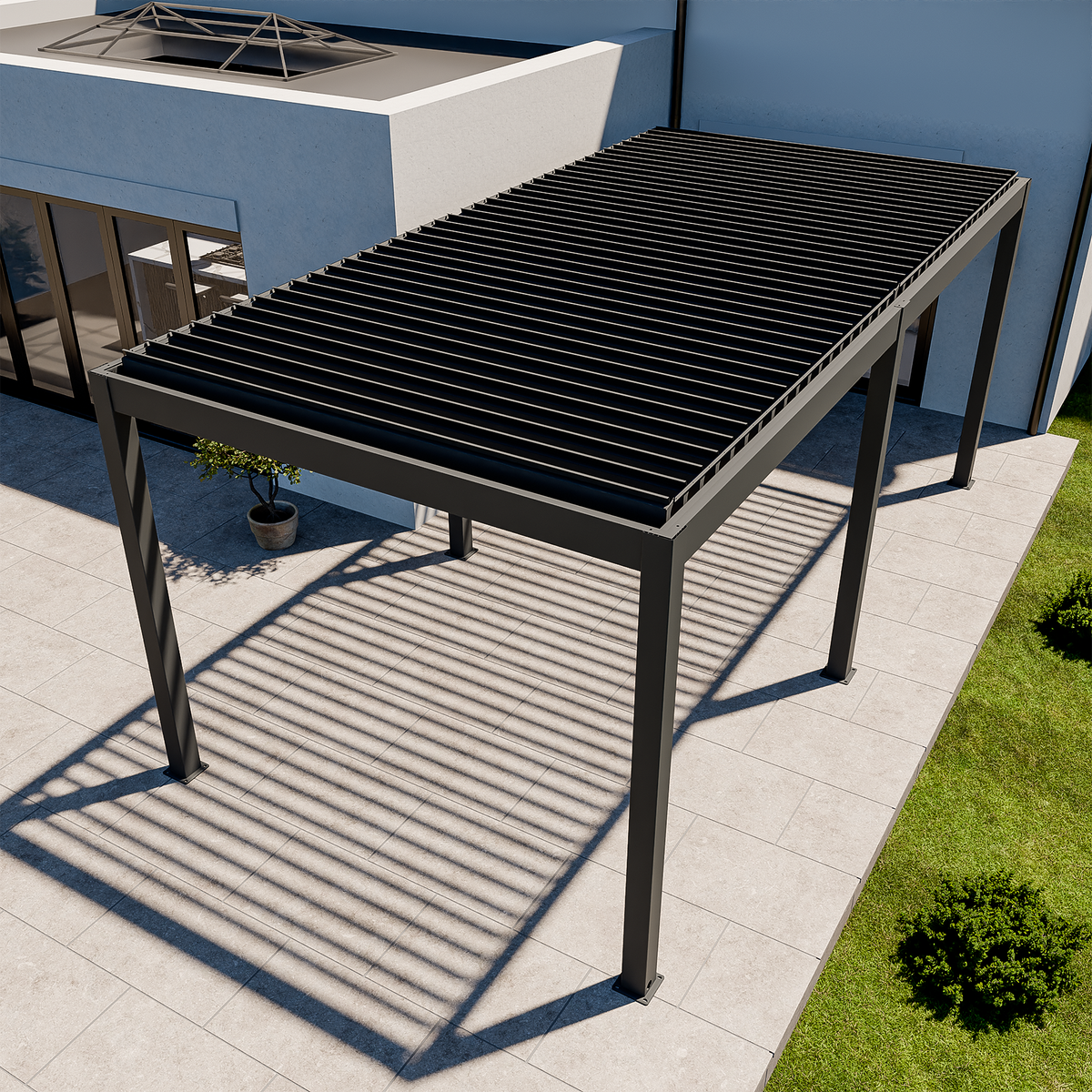 Bracken Outdoors Eclipse Plus 6m x 3m Grey Motorised Aluminium Garden Pergola with LED Lights