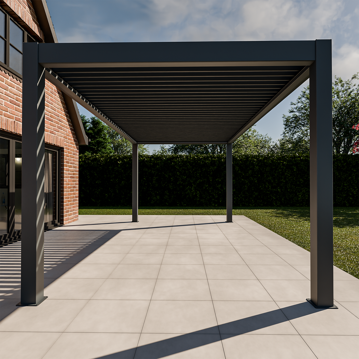Bracken Outdoors Meridian 6m x 3m Grey Motorised Aluminium Garden Pergola with LED Lights