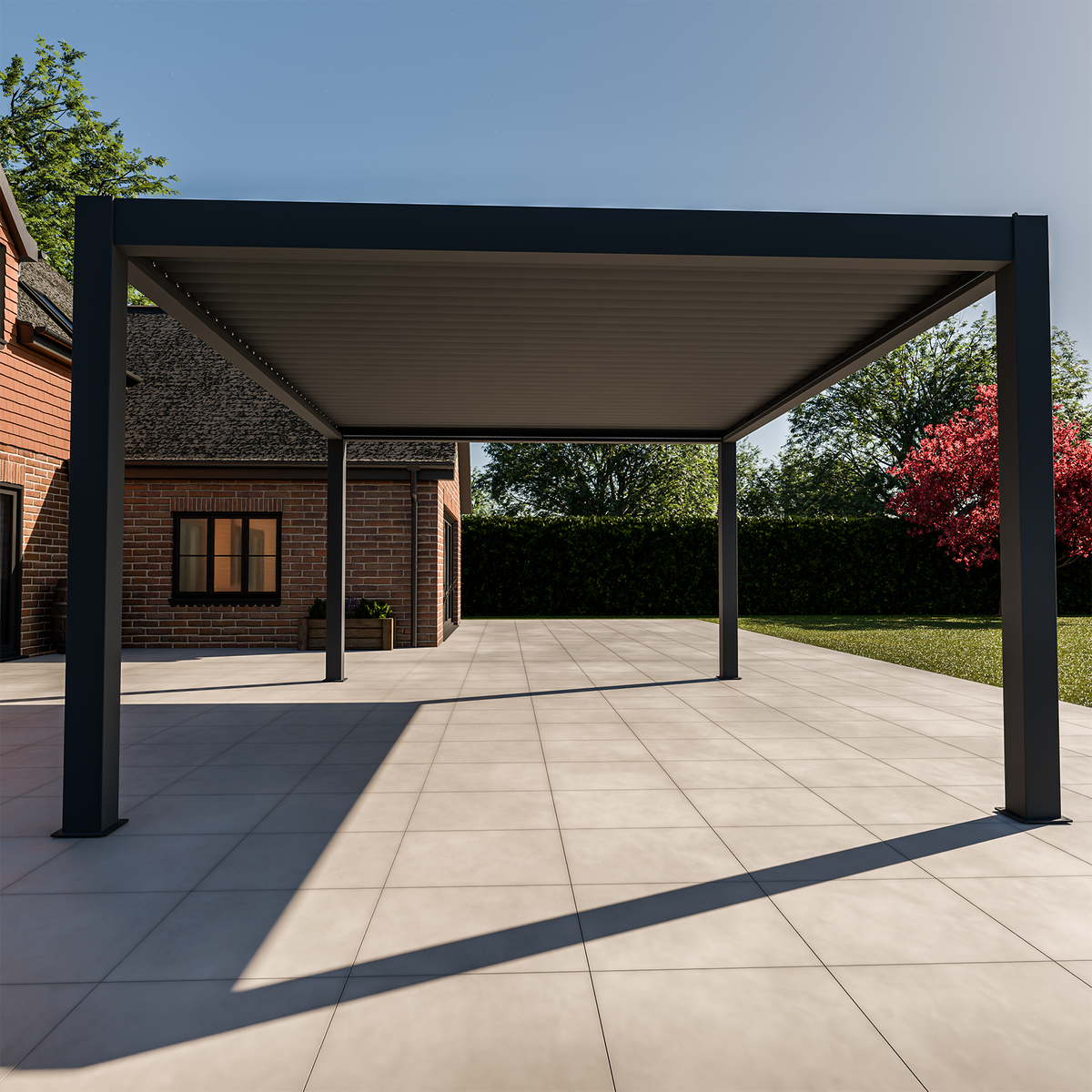 Bracken Outdoors Meridian 5m x 4m Grey Motorised Aluminium Garden Pergola with LED Lights