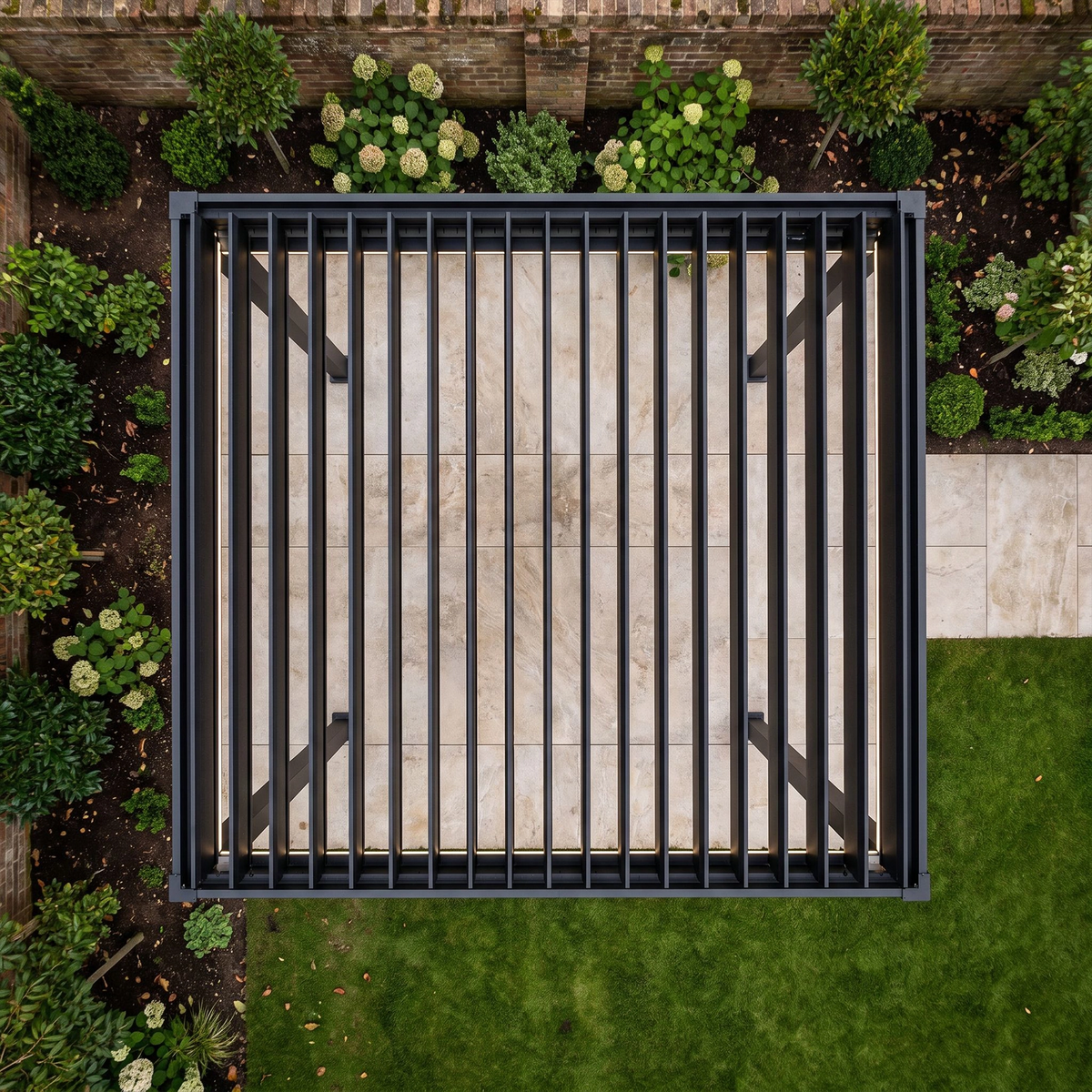 Bracken Outdoors Eclipse Plus 3m x 3m Grey Square Motorised Aluminium Garden Pergola with Lights