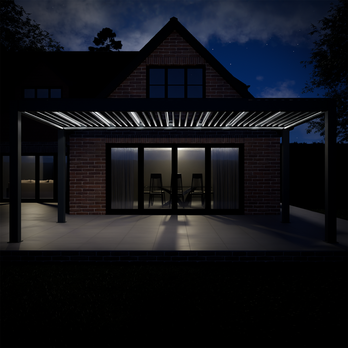 Bracken Outdoors Meridian 6m x 3m Grey Motorised Aluminium Garden Pergola with LED Lights
