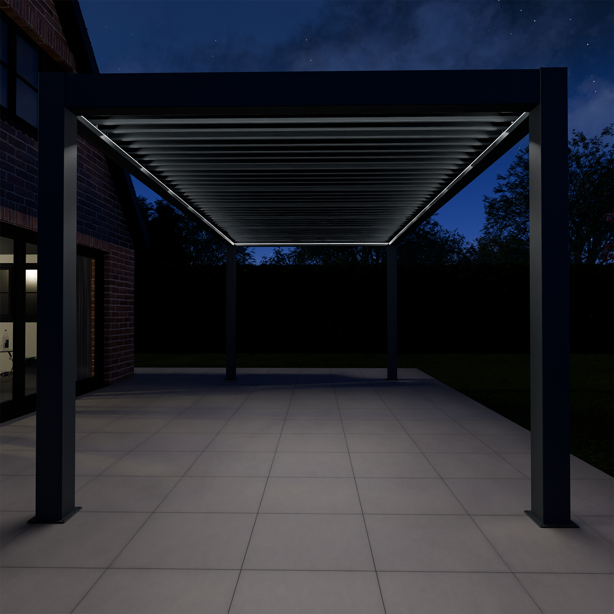 Bracken Outdoors Meridian 6m x 3m Grey Motorised Aluminium Garden Pergola with LED Lights