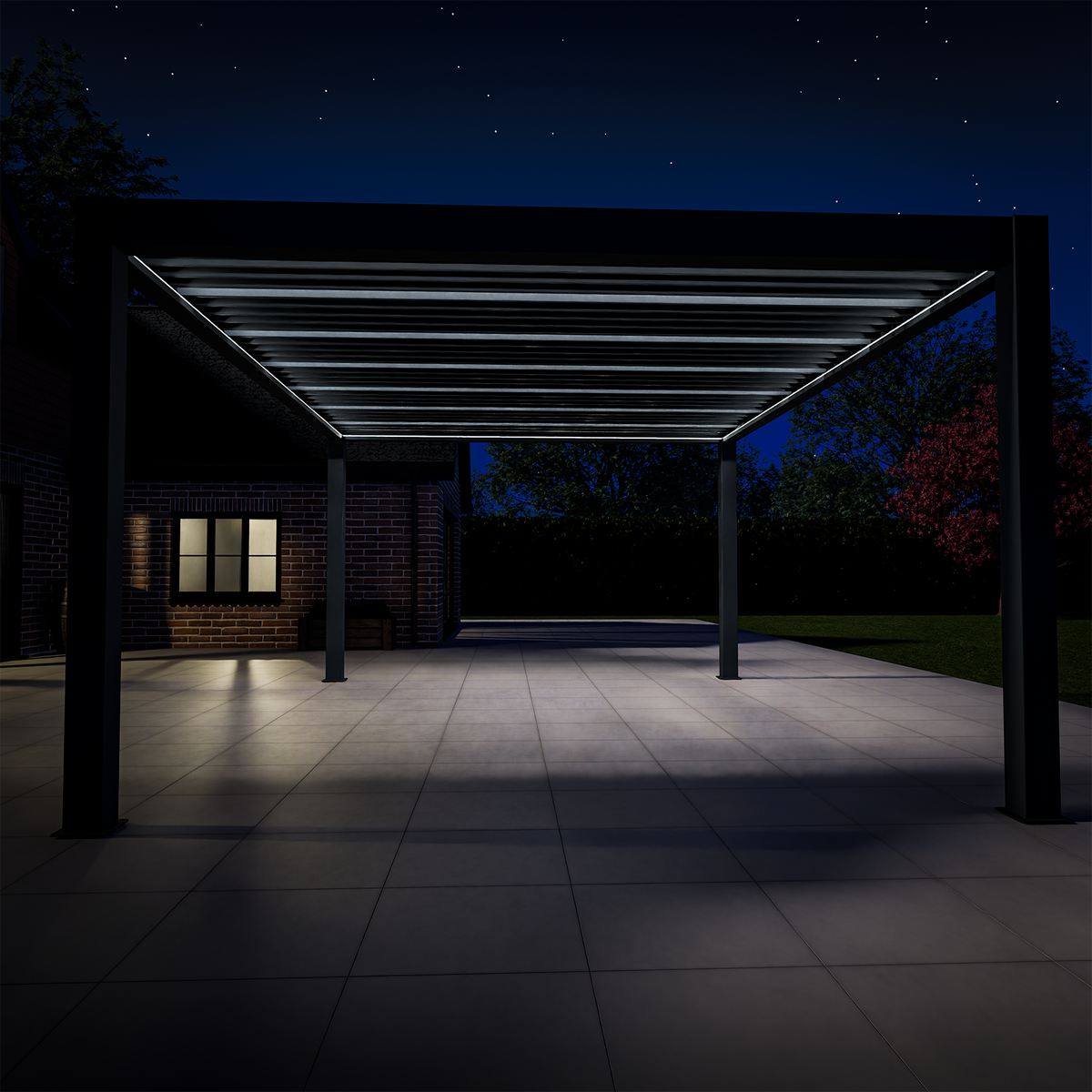 Bracken Outdoors Meridian 5m x 4m Grey Motorised Aluminium Garden Pergola with LED Lights