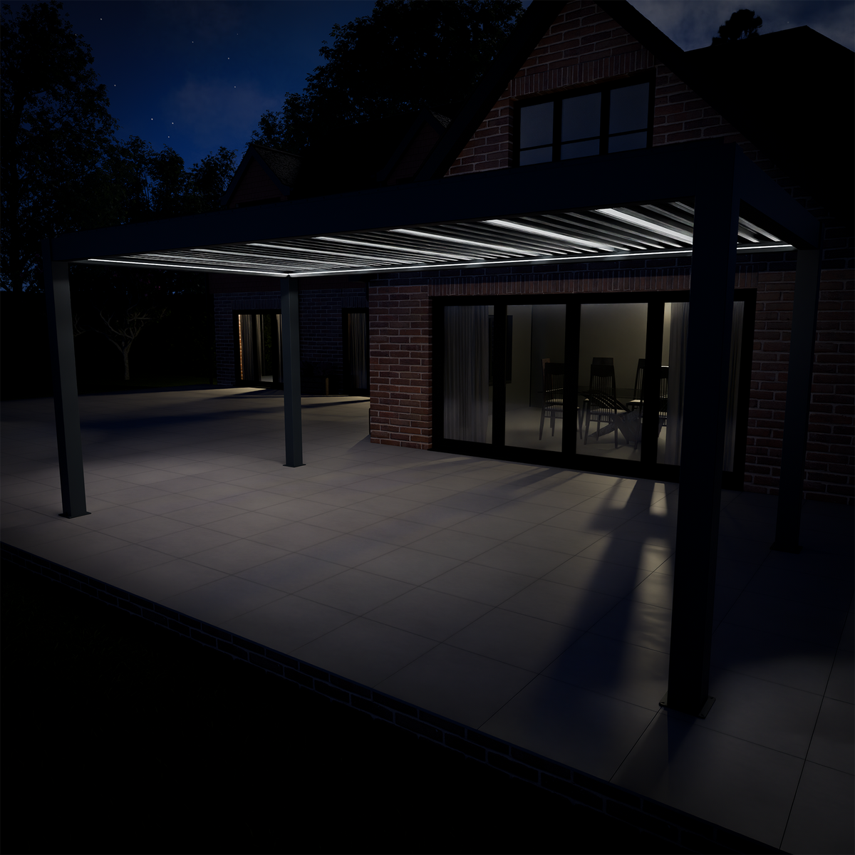 Bracken Outdoors Meridian 6m x 3m Grey Motorised Aluminium Garden Pergola with LED Lights