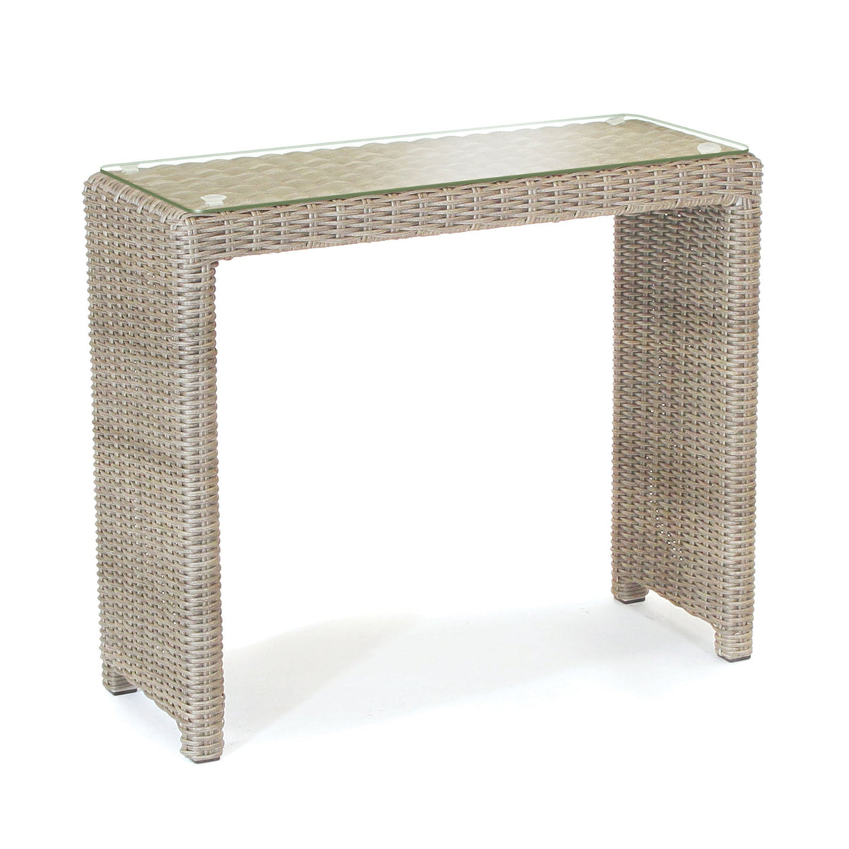 Kettler Palma Oyster Wicker Casual Dining Glass Top Side Table *Damaged Box*