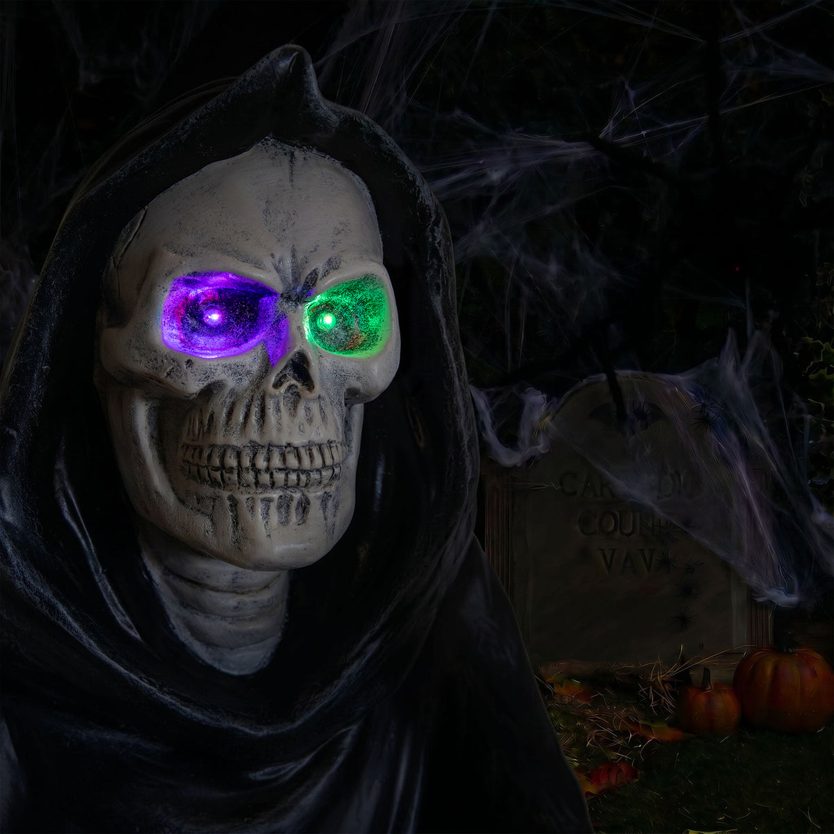 Halloween Grim Reaper 4ft Ornament with Scythe and Light Up Eyes