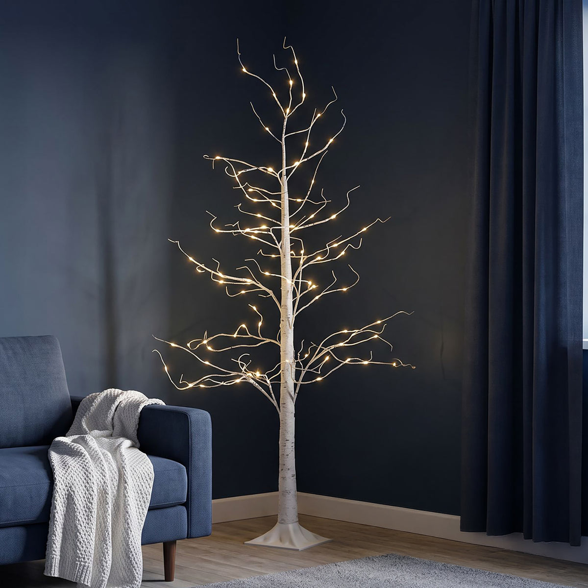 6ft (180cm) LED Lit Twig Christmas Tree with 88 Warm White LED Lights