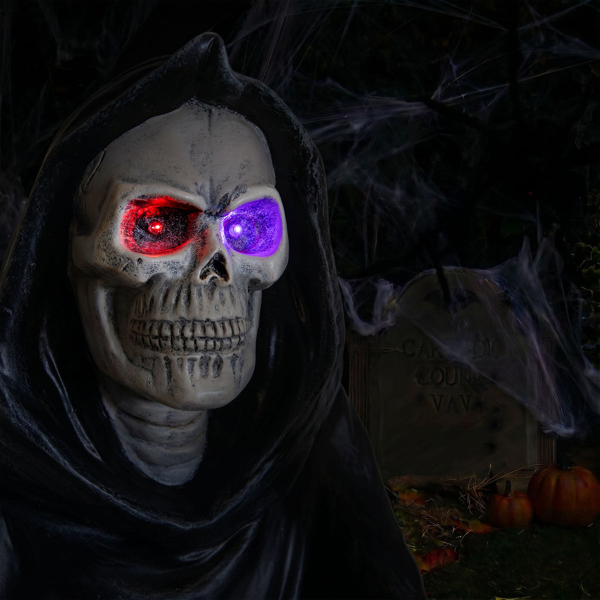 Halloween Grim Reaper 4ft Ornament with Scythe and Light Up Eyes