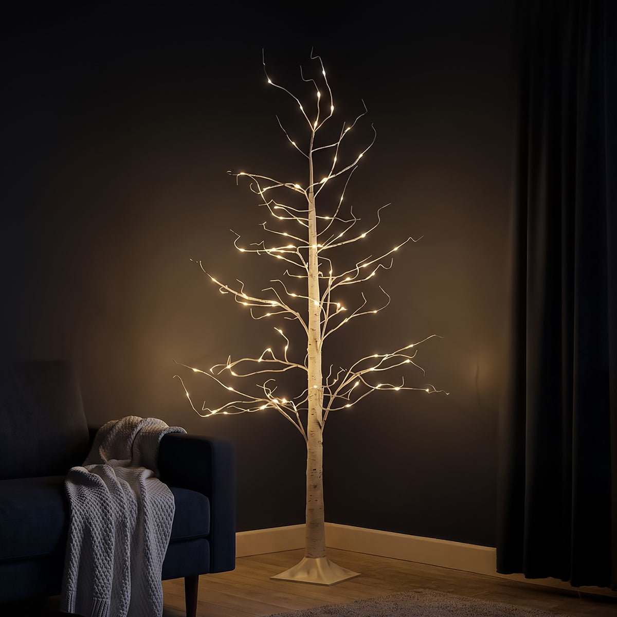 6ft (180cm) LED Lit Twig Christmas Tree with 88 Warm White LED Lights