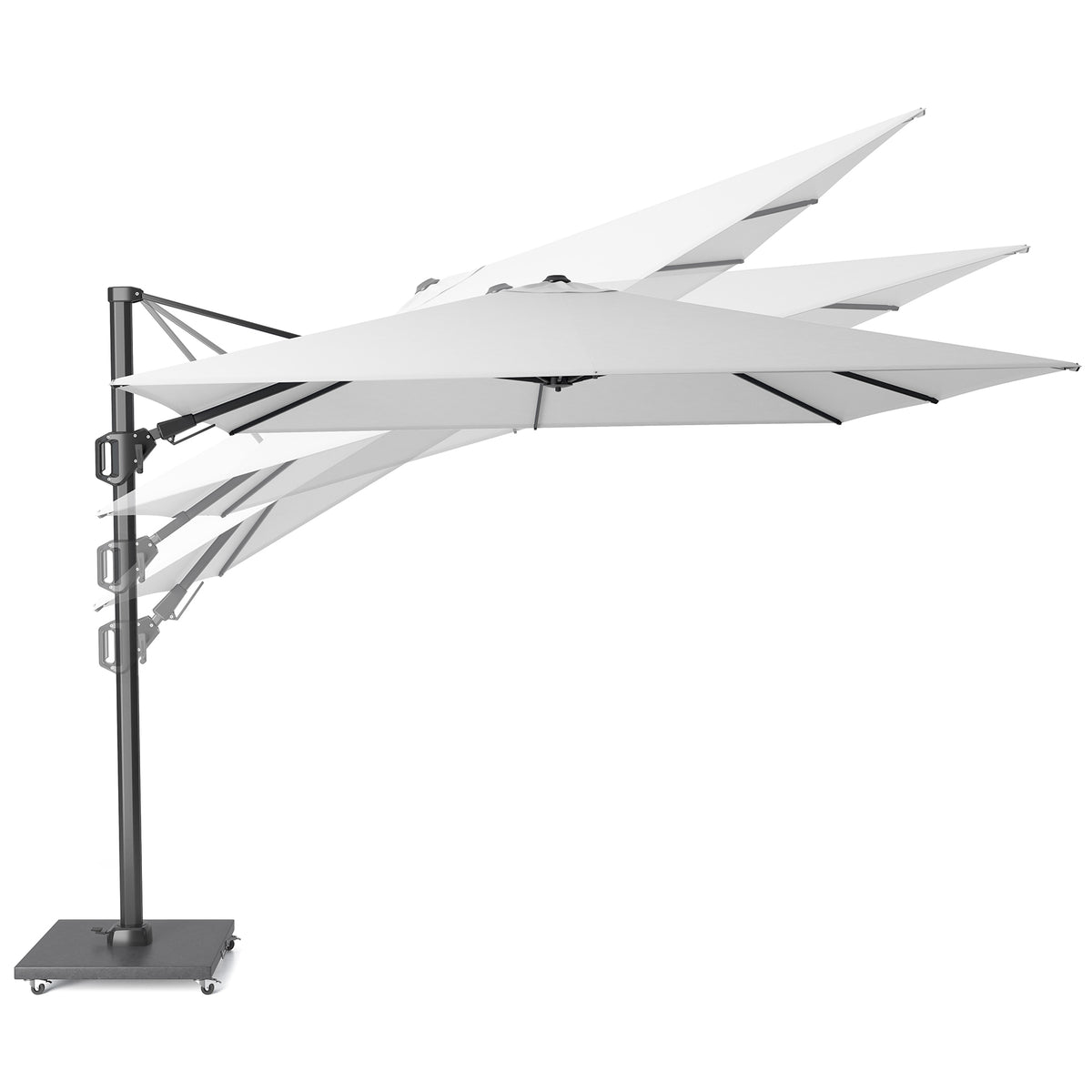 Platinum Challenger T2 Glow 3m x 3m Anthracite Grey Cantilever Free Arm Parasol