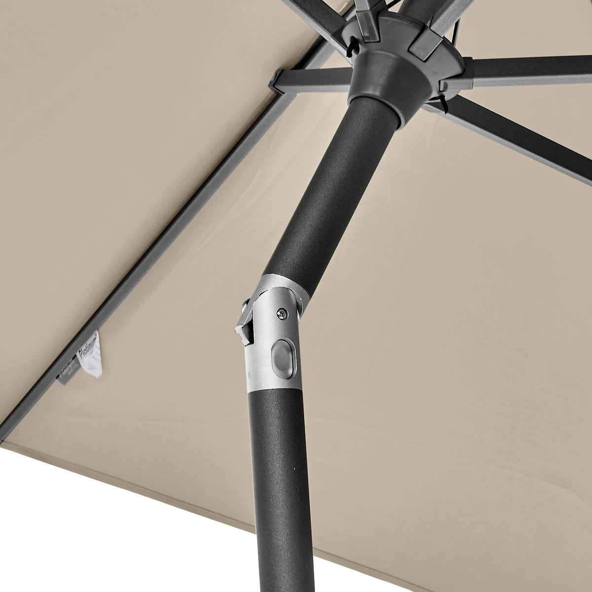 Platinum Riva 2.5m Round Crank and Tilt Champagne Garden Parasol