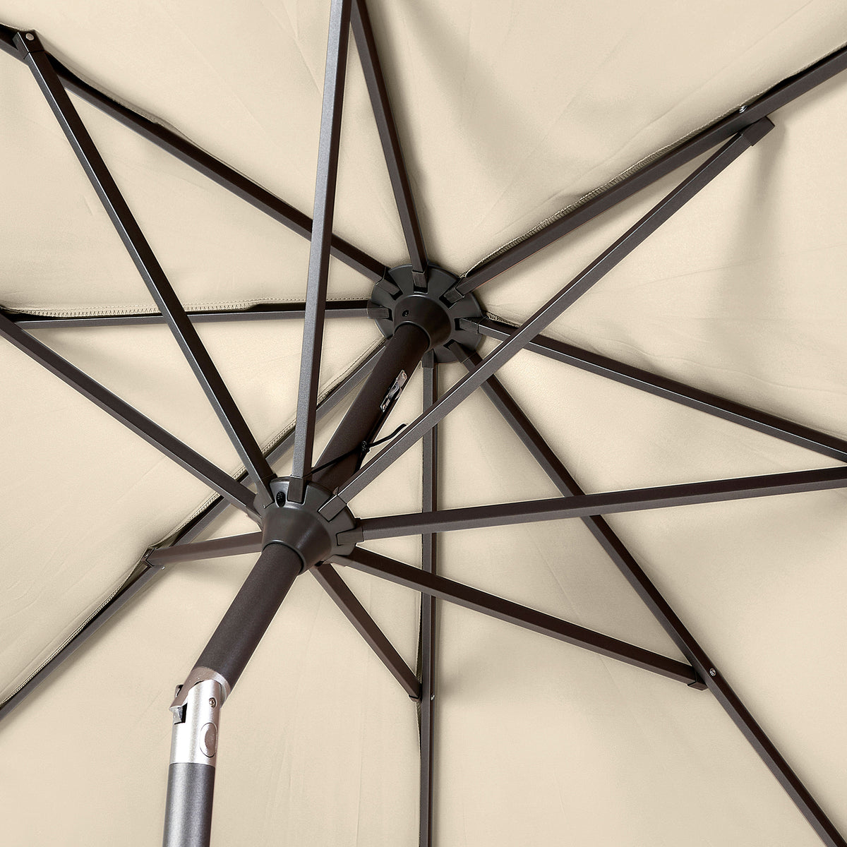 Platinum Riva 3m Round Crank and Tilt Champagne Garden Parasol