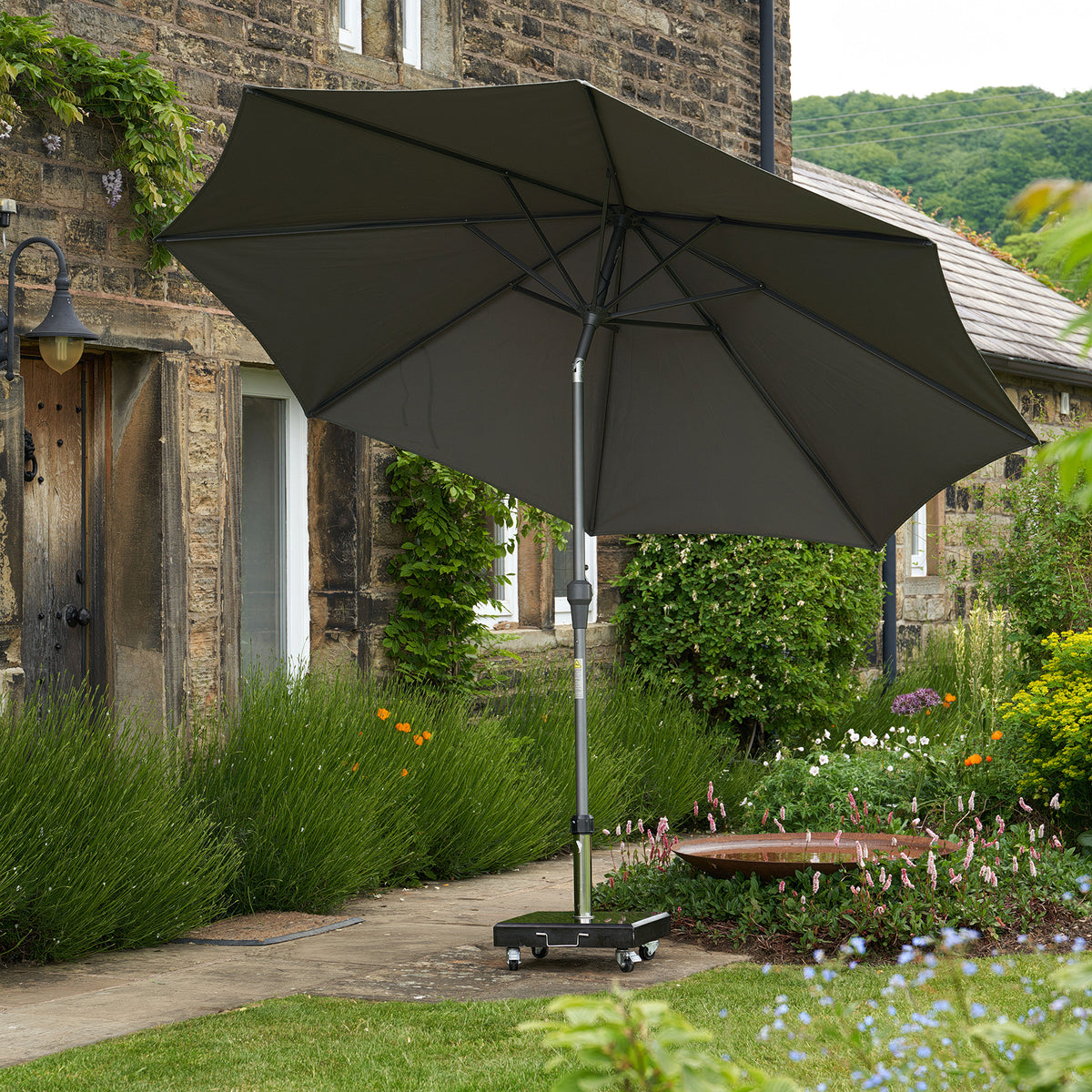 Platinum Riva 3m Round Crank and Tilt Anthracite Garden Parasol