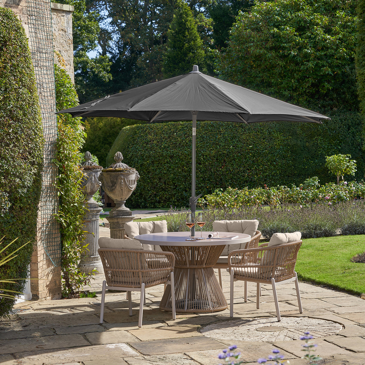 Platinum Riva 3m Round Crank and Tilt Anthracite Garden Parasol