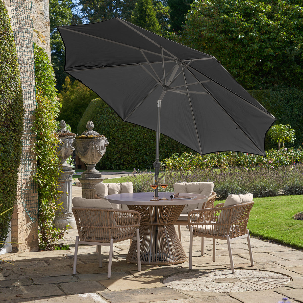 Platinum Riva 3m Round Crank and Tilt Anthracite Garden Parasol