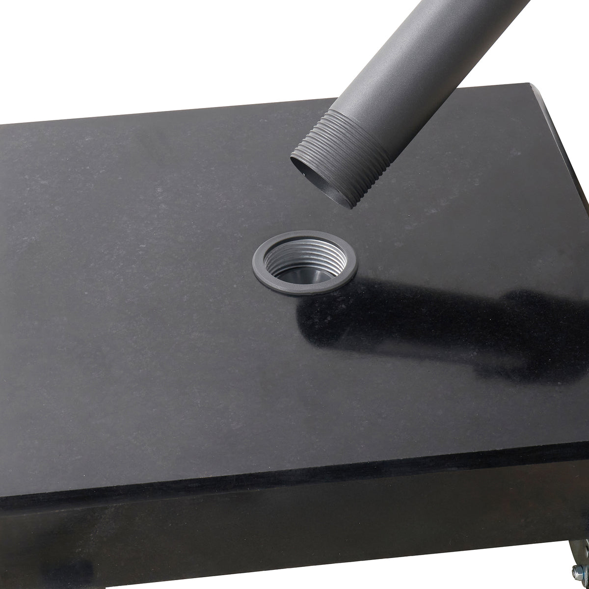Platinum Rome 60kg Polished Black Granite Parasol Base with Wheels