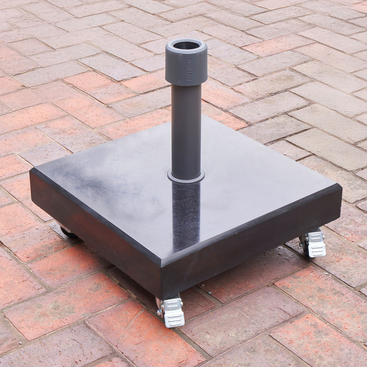 Platinum Rome 60kg Polished Black Granite Parasol Base with Wheels