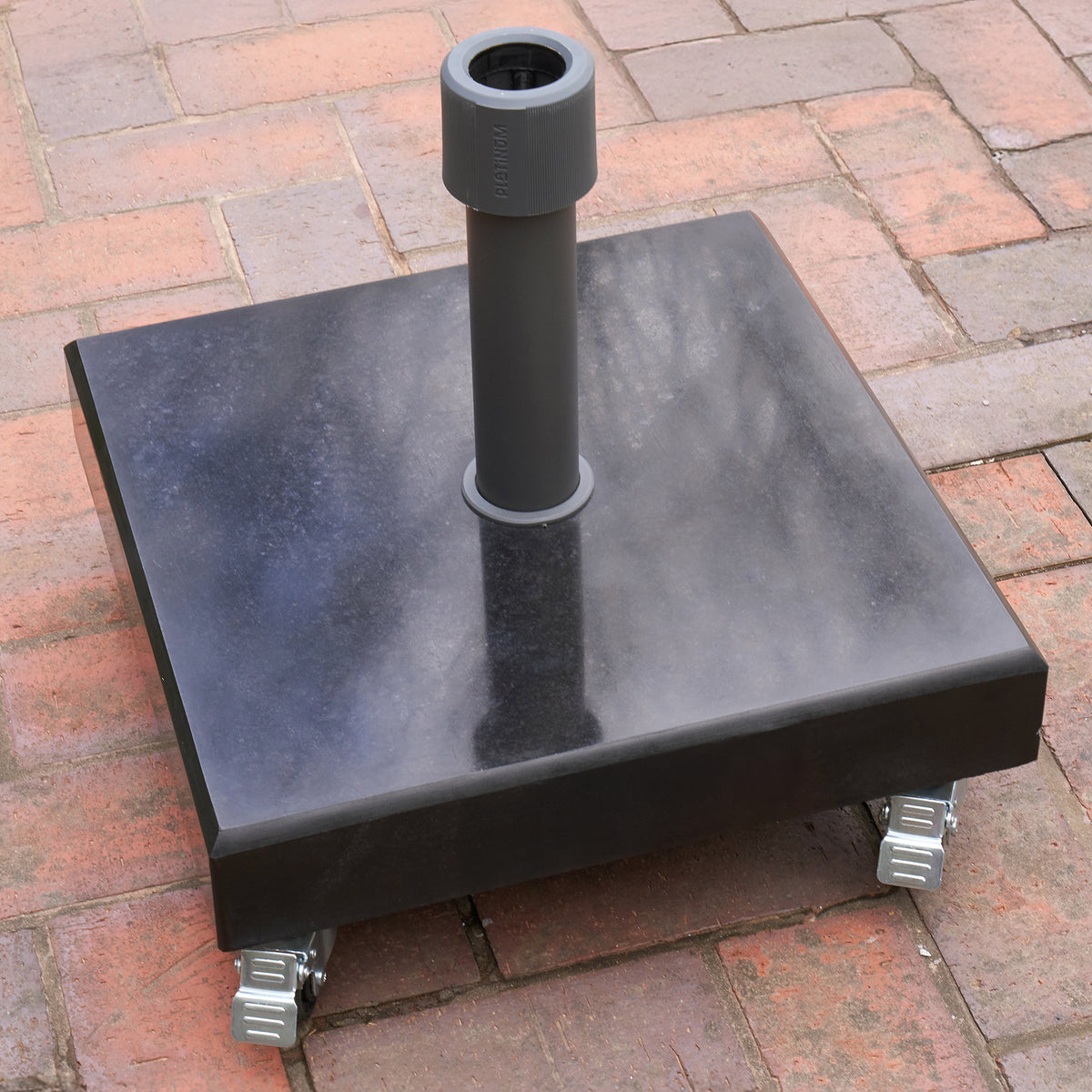 Platinum Rome 60kg Polished Black Granite Parasol Base with Wheels